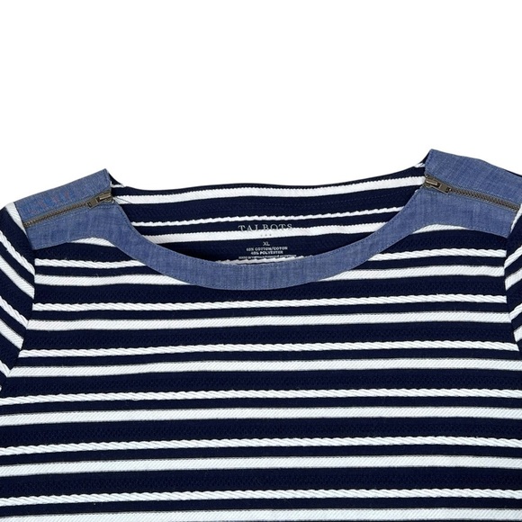 TALBOTS Navy Blue and White Striped Nautica Harbor 3/4 Sleeves Top Women's XL - Picture 5 of 16